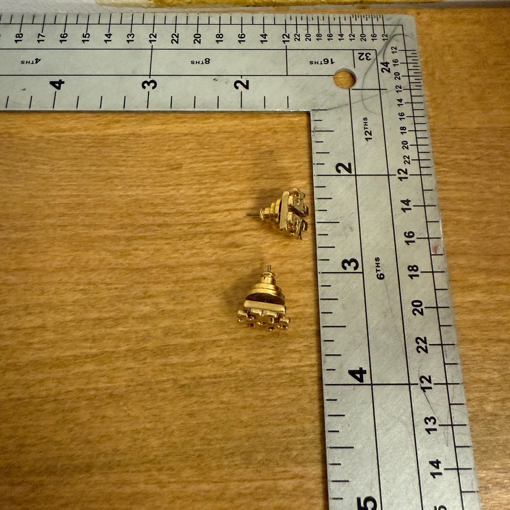 Tory Burch gold tone stud logo earrings - Picture 6 of 6